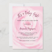 Invitation Baby shower de fille à fleurs rose doux (Devant)