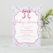 Invitation Baby shower de fille à la cou rose (Debout devant)