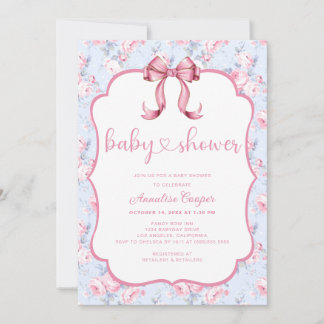 Invitation Baby shower de fille à la cou rose