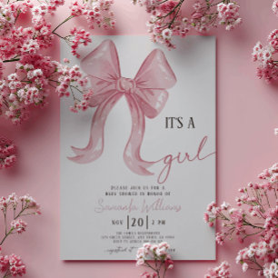 Invitation Baby shower de fille à la cou rose