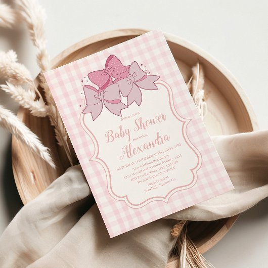 Invitation Baby shower de fille à la cou rose