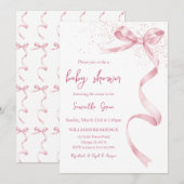 Invitation Baby shower de fille à la cou rose (Devant / Derrière)