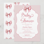 Invitation Baby shower de fille à la cou rose (Devant / Derrière)