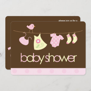 Invitation Baby shower de fille à linge rose