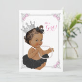 Invitation Baby shower de fille à perle rose Tutu (Debout devant)