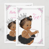 Invitation Baby shower de fille à perle rose Tutu (Devant / Derrière)