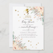 Invitation Baby shower de fille à thème rose et or fée (Devant)