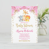 Invitation baby shower de fille adorable safari (Debout devant)