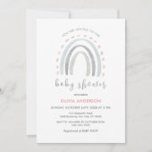 Invitation Baby shower de fille arc-en-ciel rose simple Boho (Devant)