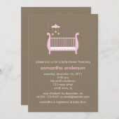 Invitation Baby shower de fille au lit rose (Devant / Derrière)