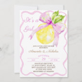 Invitation Baby shower de fille aux agrumes roses (Devant)
