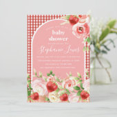 Invitation Baby shower de fille aux fraises sucrées (Debout devant)
