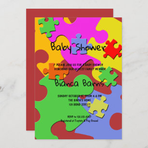 Invitation Baby shower de fille aux pièces de casse-tête