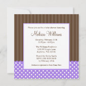 Invitation Baby shower de fille aux points Brown pourpres (Dos)