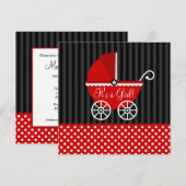 Invitation Baby shower de fille aux points de transport noirs (Devant / Derrière)