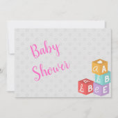 Invitation Baby shower de fille avec blocs ABC (Devant)