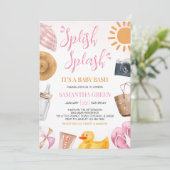 Invitation Baby shower de fille Bassh Splish Splash Baby (Debout devant)