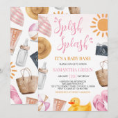 Invitation Baby shower de fille Bassh Splish Splash Baby (Devant / Derrière)