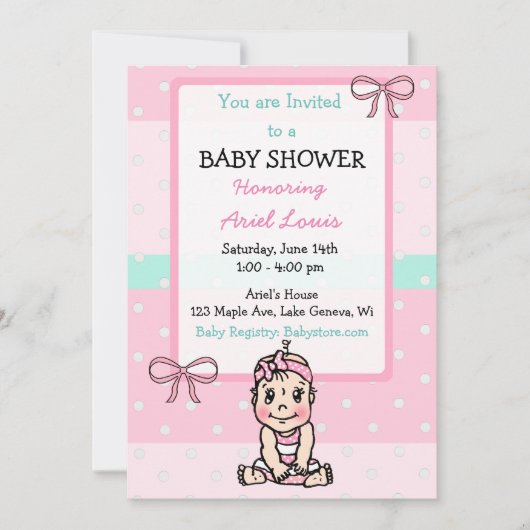 Invitation Baby shower de fille bébé à main mignonne (Devant)