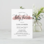 Invitation Baby shower de fille blanche rose or Rose personna (Debout devant)