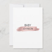 Invitation Baby shower de fille blanche rose or Rose personna (Dos)