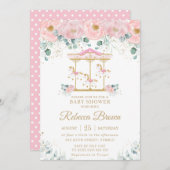 Invitation Baby shower de fille carousel rose géant (Devant / Derrière)