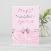 Invitation Baby shower de fille Cheetah Leopard Rose Invitati (Debout devant)