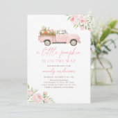 Invitation Baby shower de fille Citrouille de camion rose (Debout devant)