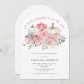 Invitation Baby shower de fille Citrouille rose (Devant / Derrière)