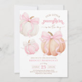Invitation Baby shower de fille Citrouille rose Bow Pastel (Devant)
