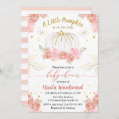 Invitation Baby shower de fille Citrouille rose et or (Devant / Derrière)