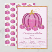 Invitation Baby shower de fille Citrouille rose et or automne (Devant / Derrière)