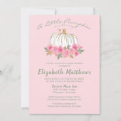 Invitation Baby shower de fille Citrouille rose or (Devant)