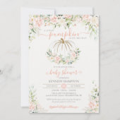 Invitation Baby shower de fille Citrouille Rose Rose Fall (Devant)
