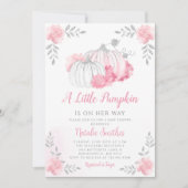 Invitation Baby shower de fille Citrouille rose rose pâle or (Devant)