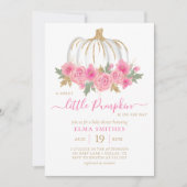 Invitation Baby shower de fille Citrouille rose rose pâle or  (Devant)