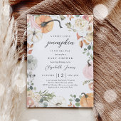 Invitation Baby shower de fille Citrouille rose rustique