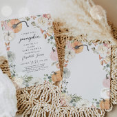 Invitation Baby shower de fille Citrouille rose rustique