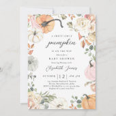 Invitation Baby shower de fille Citrouille rose rustique (Devant)