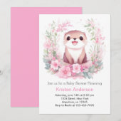 Invitation Baby shower de fille d'aquarelle lunaire (Devant / Derrière)