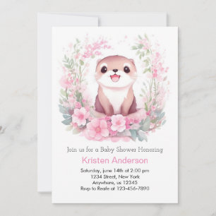 Invitation Baby shower de fille d'aquarelle lunaire