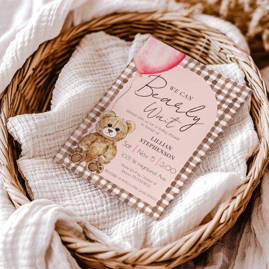 Invitation Baby shower de fille d'attente blanche rose pâle
