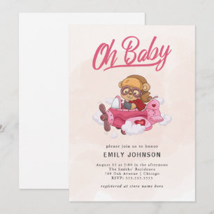 Invitation Baby shower de fille d'avion