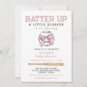 Invitation Baby shower de fille de baseball rose Batter Up (Devant)