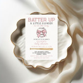 Invitation Baby shower de fille de baseball rose Batter Up