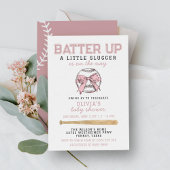 Invitation Baby shower de fille de baseball rose Batter Up