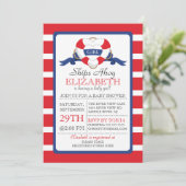 Invitation Baby shower de fille de bouée cardiaque marine mod (Debout devant)