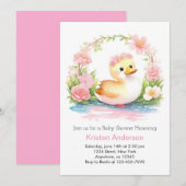 Invitation Baby shower de fille de canard Fleur sauvage encha (Devant / Derrière)