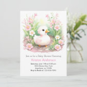 Invitation Baby shower de fille de canard Fleur sauvage rose (Debout devant)