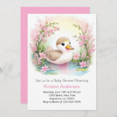 Invitation Baby shower de fille de canards roses (Devant / Derrière)